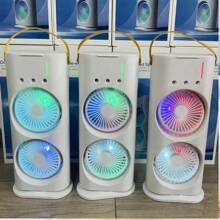 1 件三孔双头喷雾降温风扇，家用便携式加湿器空气冷却器带灯台式双头风扇冰喷雾风扇，按钮控制，多组件设计 - 彩色 - 查看 3