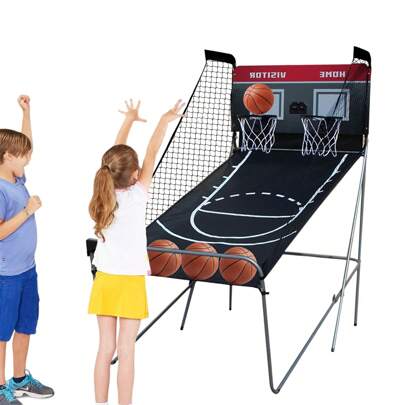 Foldable Basketball Stand, Basketball Shooter, Basketball Hoop With 4 Basketballs And Pump With Scoreboard, 8 Game Settings