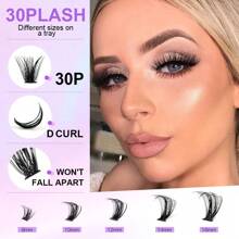 Bộ nối mi chuyên nghiệp DIY Fluffy Lash - 304050D 6080D D Curl Lash Clusters, Lông mi mỏng riêng lẻ, Keo dán mi, Nhíp mi, Cọ mi (10-18mm) - Dễ sử dụng, Lâu trôi, Chống nước, Không độc ác, Kết quả đạt chuẩn salon - Nhiều màu - Xem 5