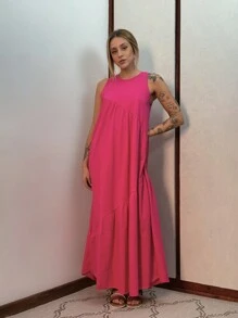 Women Long Dresses - Hot Pink - View 3