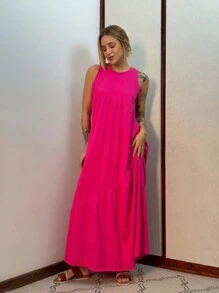 Women Long Dresses - Hot Pink - View 1