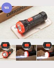 MULTI MEX STORE 2 piezas, kit de 2 piezas  Linterna recargable con luz LED, adecuada para acampar al aire libre y emergencias, Linterna Aluminio Luz Led Lateral, 1 Linterna Led Potent, e Portátil,Linterna Táctica Portátil Súper Brillante Recargable Al Aire Libre A Prueba De Agua, Lámpara De Emergencia Para Camping, Senderismo, Pesca Nocturna Y Montar En Bicicleta, luz fuerte de ABS para exteriores y camping. A-27 - Negro - Ver 3