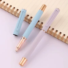 Colorful Stainless Steel Fashionable And Exquisite School Students Writing Calligraphy Birthday Gift Pen, With Ink Absorption And Interchangeable Ink Cartridges, 0.28mm Ultra-Fine Pen, Convenient For Business And Office Use - Multicolor - View 4