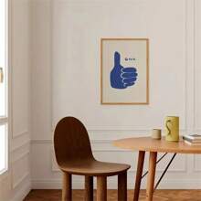 1pc Retro Thumbs Up Blue Canvas Print Wall Art Poster Eclectic Good Artwork For Living Room Minimalist Hand Drawn Style Room Home Decoration Party Gift No Framed Gifts Birthday Graduation
