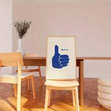 1pc Retro Thumbs Up Blue Canvas Print Wall Art Poster Eclectic Good Artwork For Living Room Minimalist Hand Drawn Style Room Home Decoration Party Gift No Framed Gifts Birthday Graduation