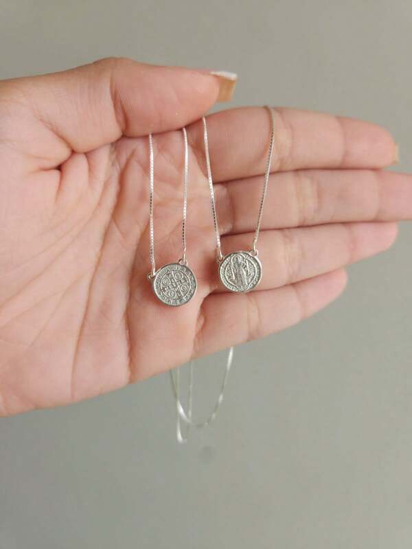 Escapulário Unissex Medalha De São Bento Prata 925 Original