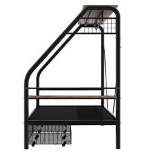 MERAX Metal Frame Platform Bed With Clothes Rack, Storage Shelves And 2 Drawers, Black ,Twin Size Or Full Size - 黑色 - 查看 9