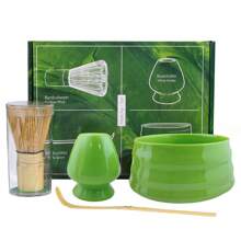 4 件套易于清洁的抹茶茶具套装，带工具架，包括碗、搅拌器、勺子，是仪式的绝佳礼物，传统日式装饰，抹茶套装回到学校 - A - 查看 19