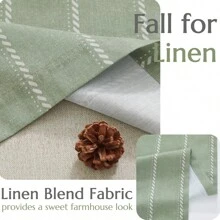 Vangao Nautical Valance Striped Linen Curtain Farmhouse Room Darkening Kitchen Valance For Living Room Bathroom Window Double Layer Blackout Window Valance Pinstripe Valance 1 Panel - 綠色 - 查看 5