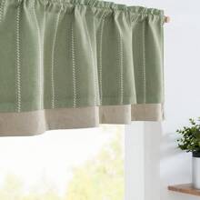Vangao Nautical Valance Striped Linen Curtain Farmhouse Room Darkening Kitchen Valance For Living Room Bathroom Window Double Layer Blackout Window Valance Pinstripe Valance 1 Panel - 綠色 - 查看 1