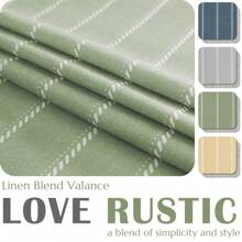 Vangao Nautical Valance Striped Linen Curtain Farmhouse Room Darkening Kitchen Valance For Living Room Bathroom Window Double Layer Blackout Window Valance Pinstripe Valance 1 Panel - 綠色 - 查看 3