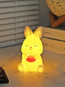 1 pieza Luz de noche con forma de lindo conejo que funciona con batería, luz de noche con forma de conejito linda con batería, luz de noche decorativa para habitación de niños, luz de noche con decoración de escritorio con forma de conejo, decoración del hogar, luz de noche para decorar la habitación, regalo para amigos, compañeros de clase, familia - Amarillo - Ver 14