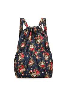 Vibrant Floral Patterned Nylon Drawstring Backpack - Spacious Portable Storage Rucksack With Polyester Lining, No-Closure Design, And Stylish Casual Daypack For Women Outdoor Adventures(Random Pattern) - Multicolor - View 11