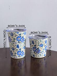 1pc Watercolor Flower Insulated Stainless Steel Cup, Double Walled Vacuum Bottle For Cold And Hot Drinks, Travel Mug For Outdoor And Gym Activities, Coffee Mug, Car Cup, Festival Gift, 350ml/11.8oz, 280ml/9.47oz