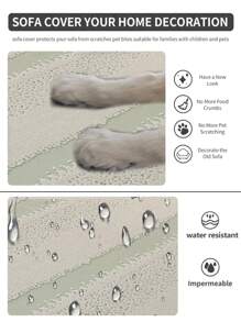 1pc Elastic Sofa Cover Suitable For All Seasons, Fully Covered, Water-Resistant Sofa Cushion Cover, Machine Washable, Non-Fading, Non-Shedding, Suitable For Bedroom, Office, Living Room L-Shaped Sofa And 1/2/3/4 Seater, Home Decoration, Pet-Friendly Protection Cover - Green - View 8