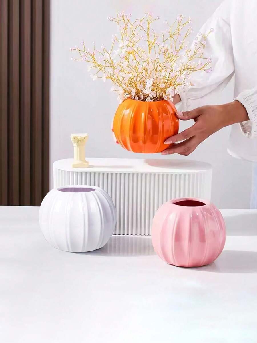 1 件塑料南瓜形花瓶，家居装饰收纳盒，婚礼派对装饰，适合万圣节、圣诞派对 - 彩色 - 查看 1