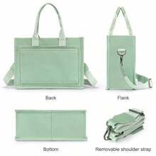 Canvas Tote Bag For Women With Pockets Crossbody Bag Tote Shoulder Handbags Casual Work Bags Everything Tote Bag - 綠色 - 查看 4