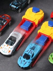Coche de carreras a escala Mini de metal con lanzador de pista, juego de carreras, juguete antiestrés, coche de juguete