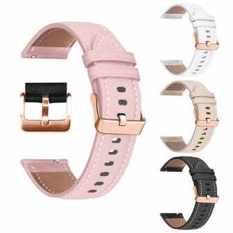 20MM Leather Strap Wristband For Garmin Vivoactive 3 5 Forerunner 645/245/158 Compatible With Galaxy Watch 4 5 6 40mm/44mm Watch 5 Pro 45mm For Amazfit Bip 3 Pro GTS 4 For Watch GT 3 Pro 43mm Women Girl Smartwatch Wristband Belt