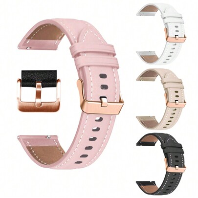 20MM Leather Strap Wristband For Garmin Vivoactive 3 5 Forerunner 645/245/158 Compatible With Galaxy Watch 4 5 6 40mm/44mm Watch 5 Pro 45mm For Amazfit Bip 3 Pro GTS 4 For Watch GT 3 Pro 43mm Women Girl Smartwatch Wristband Belt
