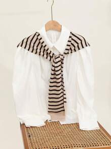 1pc Handmade Crochet Striped Women's Shawl Wrap Cardigan For Summer Air-Conditioning Protection, Spring Autumn Hollow Collar Cape Shawl, New Fashion Professional Commute Style - Striped Fake Collar - View 12