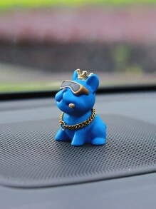 1pc Fashionable Crown French Bulldog Car Dashboard Decor, Rearview Mirror Hanging Ornament