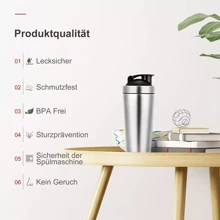 Protein Shaker Bottle Leak-Proof Metal Shaker Cup Stainless Steel Protein Mixer - Silver - View 10