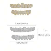 1 PC Hip Hop Cubic Zirconia Teeth Grills 10 Teeth Top Bottom Grills Dental Mouth Punk Tooth Caps Cosplay Rapper Jewelry - Multicolor - View 4