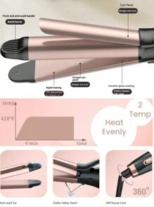 2-in-1 Haarglätter und Lockenstab, Lockeneisen & Keramik-Haarglätter in einem mit einstellbarer Temperatur, schnelles Aufheizen für alle Haartypen, Geschenk für sie
