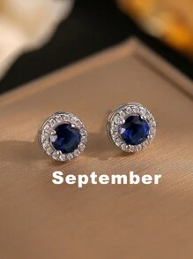 jealous young 1 Par de Brincos Redondos Clássicos com Pedra de Nascimento de Zircônia Cúbica em 12 Cores para Mulheres e Meninas, Brinco Luxuoso de Presente de Joias de Volta às Aulas para Casamentos, Noivados, Aniversários e Festas.