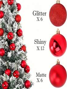24 piezas/Caja Bolas de Navidad Mini de 4 cm/2.9 cm, Adornos colgantes a prueba de roturas para Navidad, cumpleaños, San Valentín, fiesta de bodas, hogar, oficina, exterior, árbol de Navidad, crear ambiente navideño, regalo de Navidad
