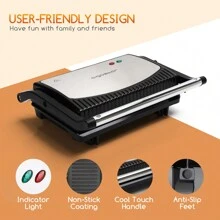 Aigostar Sandwich Toaster Panini Press, Deep Fill Toastie Maker, Electric Health Grill With Non-Stick Plates, 180° Flat Open, Stainless Steel, Easy To Clean, 800W - York - UK Plug(220-240V) - View 6