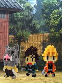 Set De Bloques Armables De Tanjiro, Inosuke Y Zenitsu Kimetsu No Yaiba - Amarillo - Ver 4