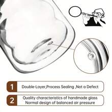 4 件/套双层隔热无柄玻璃杯，4 X 12 盎司耐热透明咖啡杯，非常适合卡布奇诺、茶、拿铁、保温饮料、派对、户外（配有勺子），玻璃双层咖啡杯，派对玻璃器皿适用于拿铁、卡布奇诺、可可、牛奶、果汁饮料 - 透明 - 查看 6