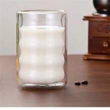 4 件/套双层隔热无柄玻璃杯，4 X 12 盎司耐热透明咖啡杯，非常适合卡布奇诺、茶、拿铁、保温饮料、派对、户外（配有勺子），玻璃双层咖啡杯，派对玻璃器皿适用于拿铁、卡布奇诺、可可、牛奶、果汁饮料 - 透明 - 查看 4