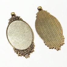 2 cái đế gắn mặt đá cabochon mặt dây chuyền hình oval, kích thước trong 30x40mm, bằng kim loại, phụ kiện làm trang sức DIY - 30x40mm - Xem 2