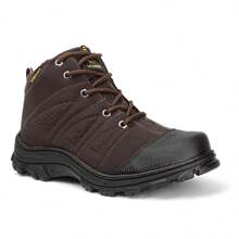 Men High-Top Leather Riding Boots - 咖啡棕 - 查看 2