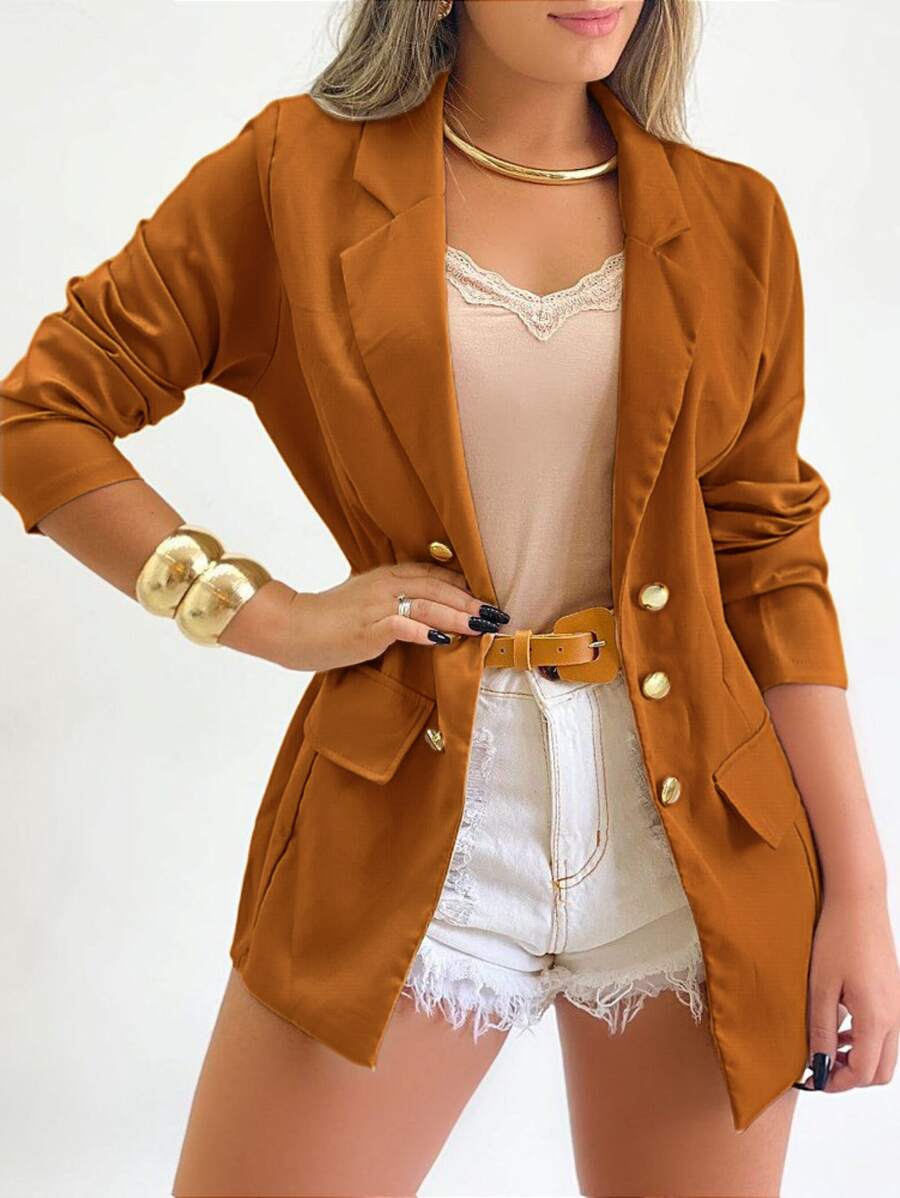 Women Blazers - Camel - View 1