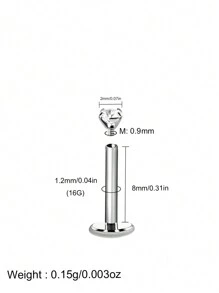 1颗16G极简主义锆石耳钉，316L不锈钢材质，适用于耳垂、耳骨、唇部穿孔，女士日常配饰 - 方晶鋯石耳環 - 查看 14