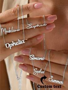 1 chiếc vòng cổ khắc tên theo yêu cầu, mặt dây chuyền chữ viết tay cá nhân hóa dành cho nữ, trang sức thép không gỉ, vòng cổ dây chuyền dành cho nam, thời trang, xu hướng mùa thu, giản dị, cổ điển, mộc mạc, tối giản, tùy chỉnh, độc đáo, món quà lý tưởng cho bạn gái, mẹ, gia đình, bạn bè, con gái, ông bà, thích hợp cho kỷ niệm, sinh nhật, mặc hàng ngày, dạ hội, Ngày của Mẹ, Ngày Valentine, lễ tốt nghiệp, đám cưới - mạ bạch kim - Xem 3