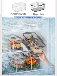 1個廚房食品儲存盒，透明水果和蔬菜保鮮盒，PET材質冰箱保鮮盒，堅果，蔬菜，肉類冷凍保鮮盒 - 深灰色 - 查看 11