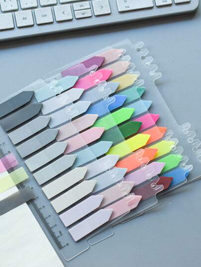 800pcs 4 Designs PET Retro-Style Color Memo Sticky Notes Index Labels, Modern Palette Colors, Classification Labels, Japanese & Korean Style Stationery For Primary And Middle School Students And Office Supplies, 4 Designs Back To School