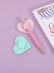 1 件爱心型自粘笔夹，创意 PU 皮革防水笔便携笔夹，居家学习阅读自粘笔夹，笔记本配件笔夹返校 - 彩色 - 查看 5