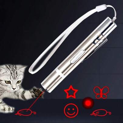 1 件 USB 可充电猫逗笔激光灯 LED 灯笔可切换五种图案猫散步逗猫棒猫用品宠物逗猫玩具紫外线手电筒猫激光玩具猫玩具互动放松玩具，送给宠物的礼物，增强人猫之间的互动
