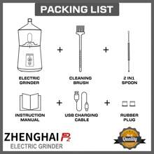 Zhenghai Electric Grinder. Quickly Grind The Buds And Fill The Pre-Rolled Cones. Auto And Pulse Modes, USB-C Rechargeable, Portable Size, Easy On/Off. With Cleaning Brush