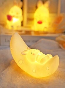 1 pieza Luz de noche con forma de lindo conejo que funciona con batería, luz de noche con forma de conejito linda con batería, luz de noche decorativa para habitación de niños, luz de noche con decoración de escritorio con forma de conejo, decoración del hogar, luz de noche para decorar la habitación, regalo para amigos, compañeros de clase, familia - Amarillo - Ver 15