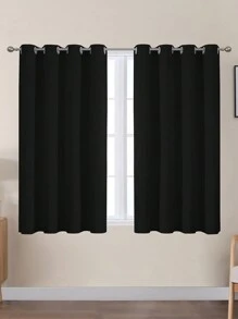 Estelar Textiler 2片紫色金属环遮光窗帘，适用于卧室和客厅 - 纯色隔热遮光窗帘 - 黑色 - 查看 14