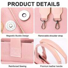 Canvas Tote Bag For Women With Pockets Crossbody Bag Tote Shoulder Handbags Casual Work Bags Everything Tote Bag - 粉色 - 查看 2