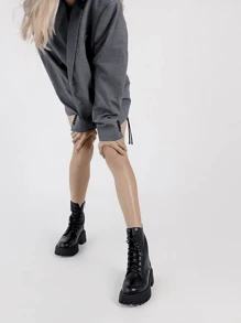 Womens Fashion Ankle Boots,Unisex Boots Black Womens Low Heel Military Boots,Front Lace Up,Chunky Heel Thick Sole,Casual Anti-slip Design,Womens New Retro Combat Boots Thick Bottom Biker Boots Mid Calf Boots Work Boots Womens Short Boots - Negro - Ver 4