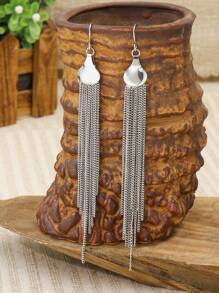 TopHanqi Metal Tassel Drop Earrings